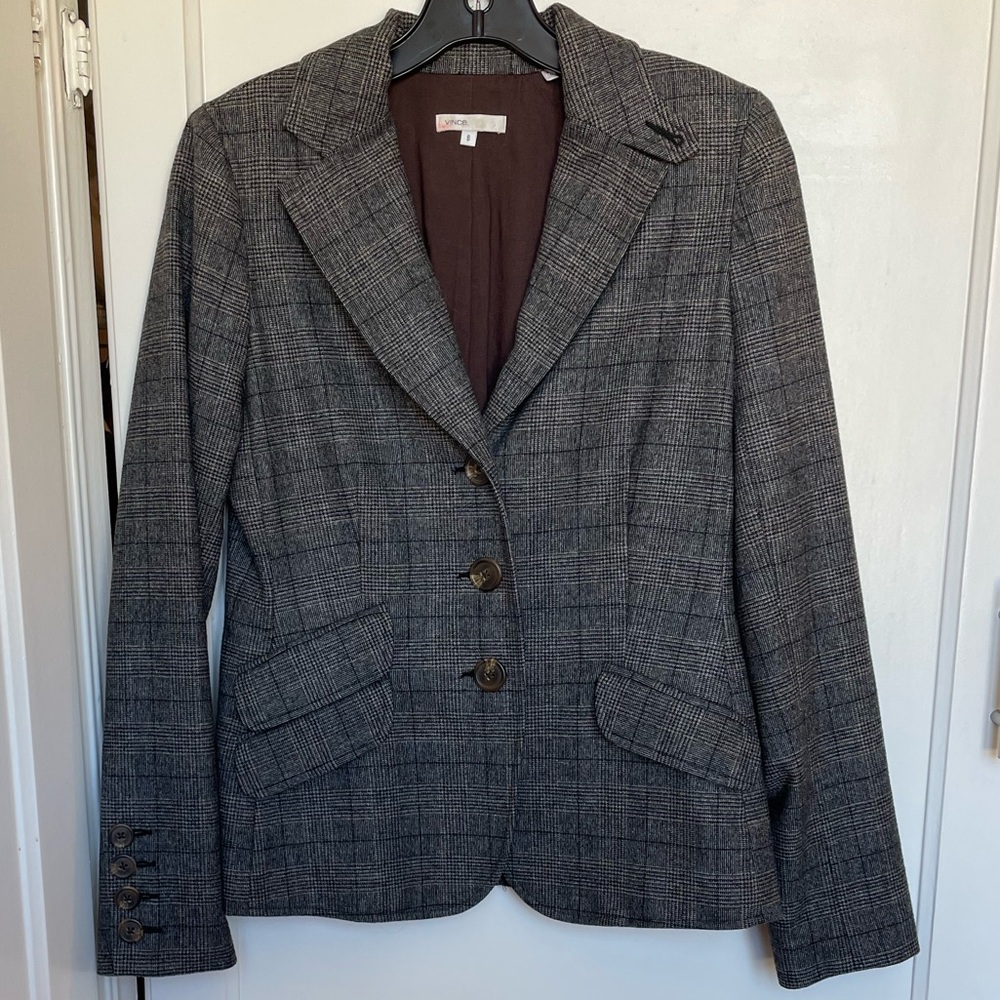 Vince Checked Wool Blazer